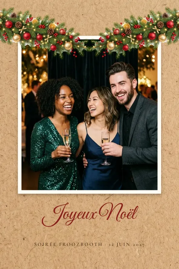 Modèle photobooth « Sapin & boules dorées »