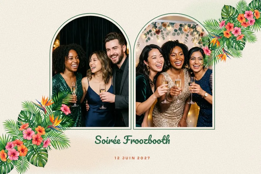 Modèle photobooth « Monstera & hibiscus »